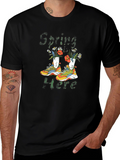 Spring Here T-Shirt with Shoe and Floral Design