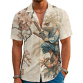 Funny Cartoon Print Hawaiian Shirt for Men Beach Vacation Casual Short Sleeve