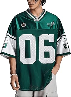 Men's Oversized Graphic Soccer Jersey V-Neck Short Sleeve Tee