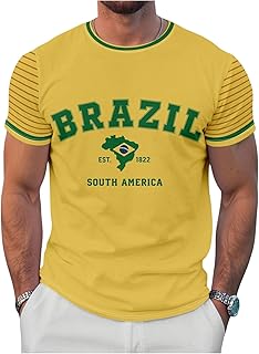 Men's Letter Graphic Soccer Jersey T-Shirt, Crew Neck Short Sleeve
