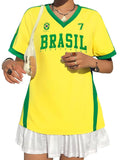 Women's Y2K V-Neck Soccer Jersey Top - Brazil Mexico USA Fan Tee