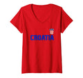 Women's Croatia Flag V-Neck Soccer T-Shirt
