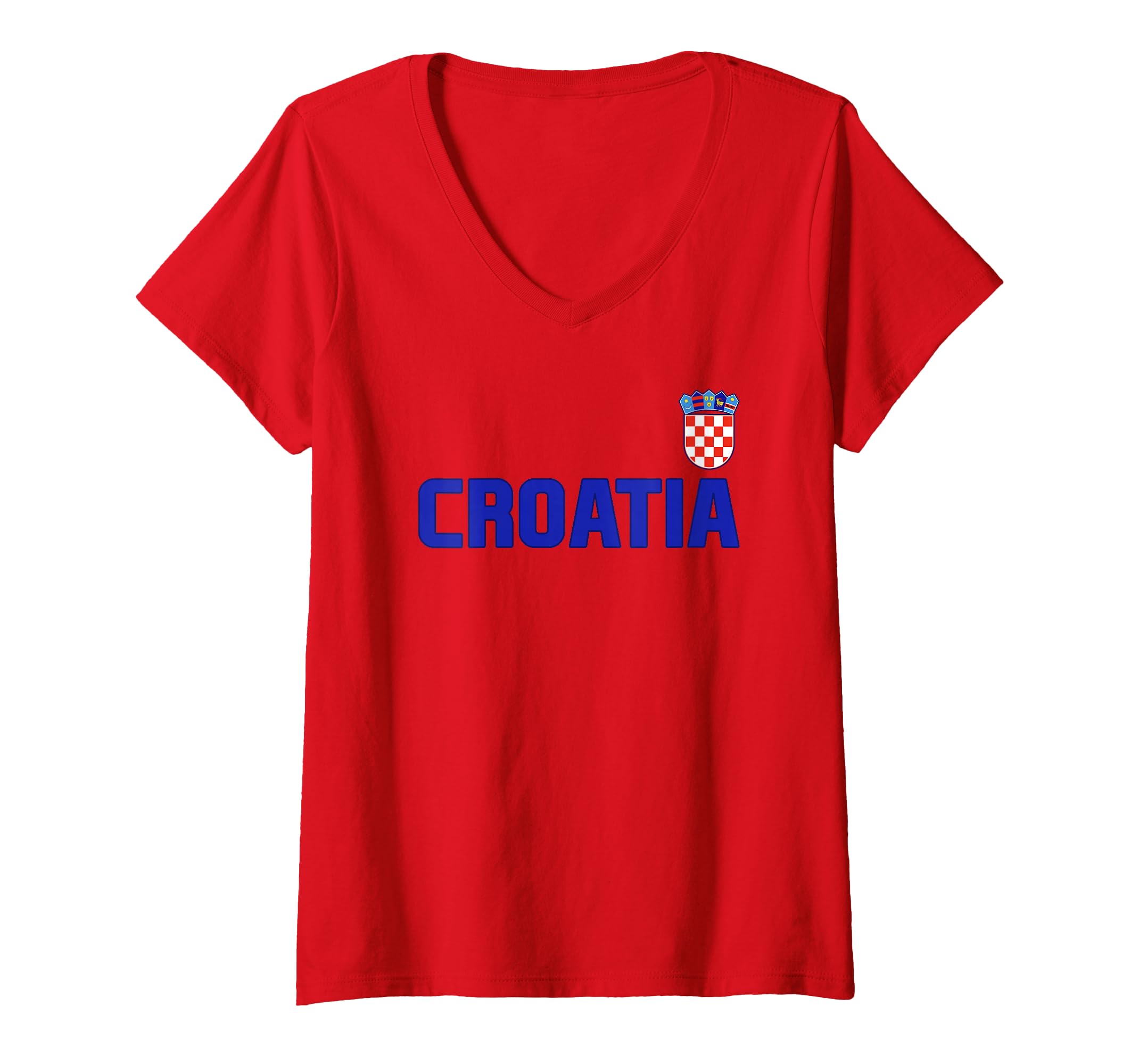 Women's Croatia Flag V-Neck Soccer T-Shirt