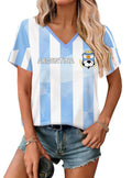Women's Soccer Jersey Short Sleeve V-Neck Graphic Top