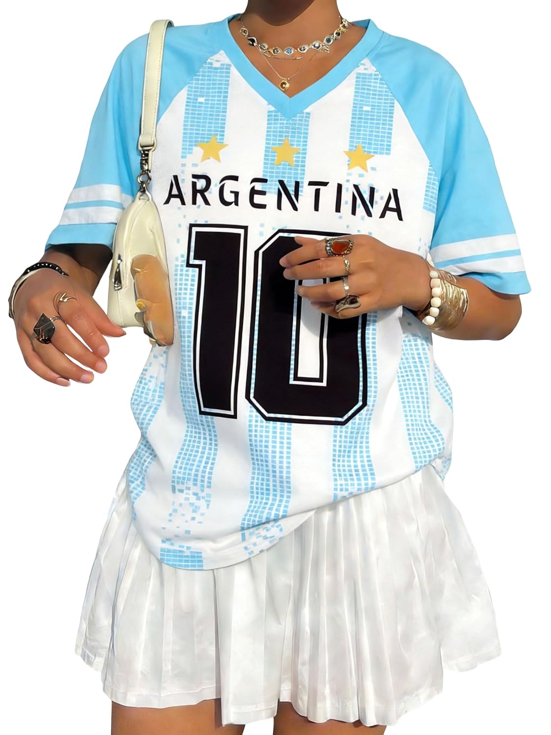 Oversized Soccer Jersey Shirt for Women - Y2K Style Fan Tee Top