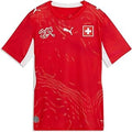 Kids Boys Switzerland Home Soccer Jersey - Red, Crew Neck Short Sleeve