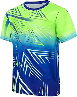 Boys Dry Fit Soccer T-Shirt - Moisture Wicking Crew Neck Rash Guard for Sports, Size 7-14