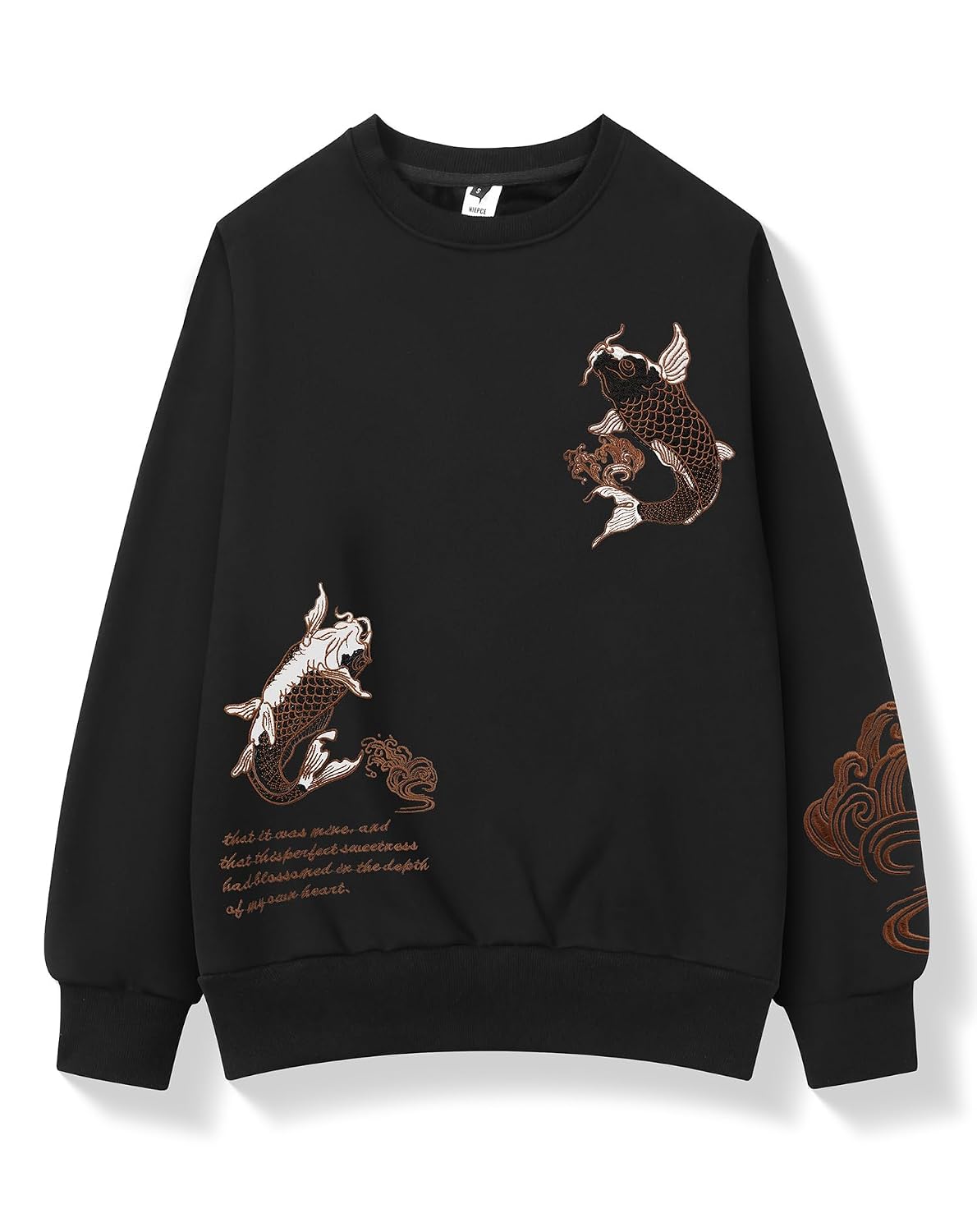 Japanese Streetwear Men's Embroidered Graphic Crewneck Sweatshirt