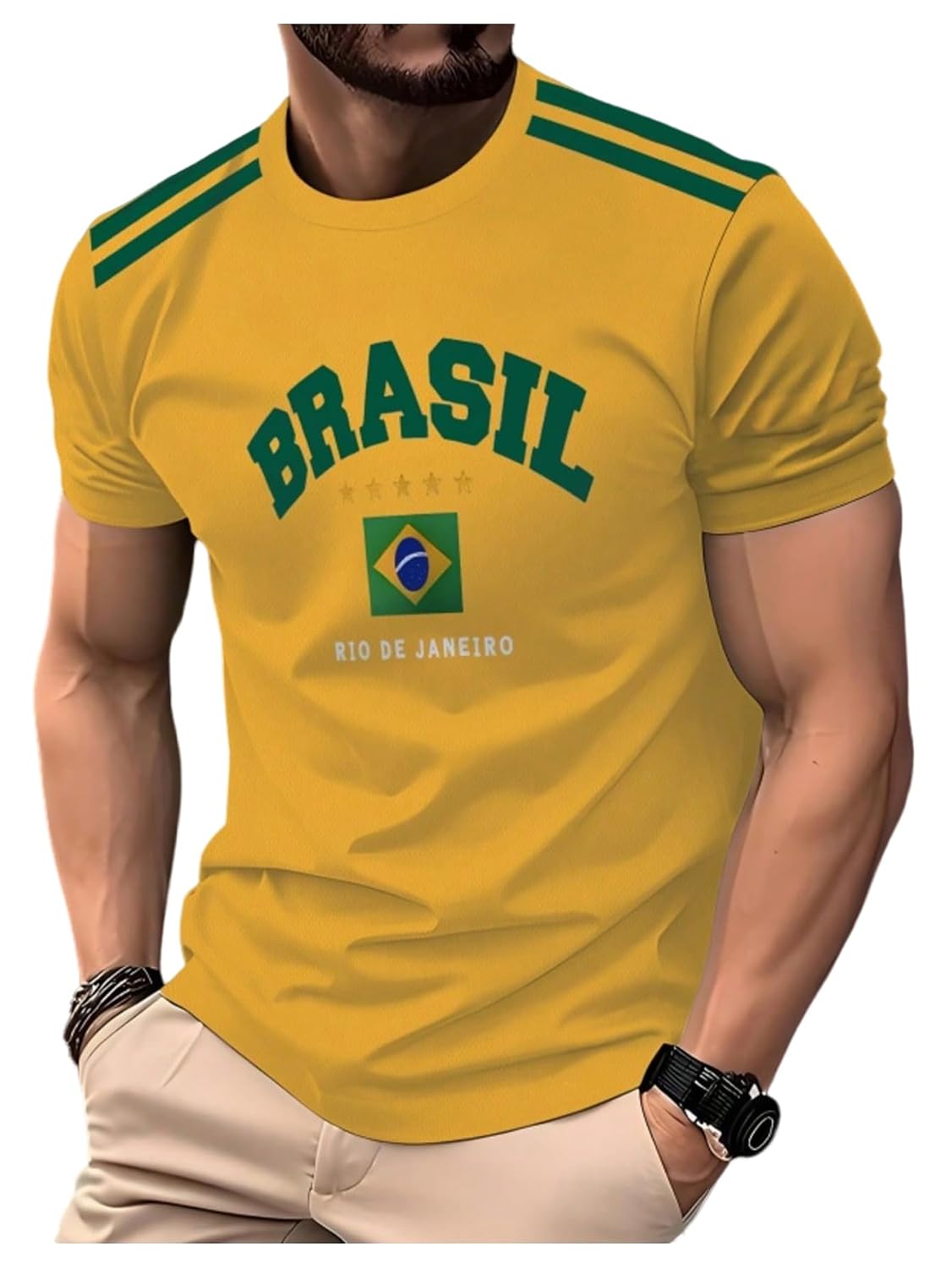 Men's Soccer Jersey Short Sleeve Letter Graphic T-Shirt