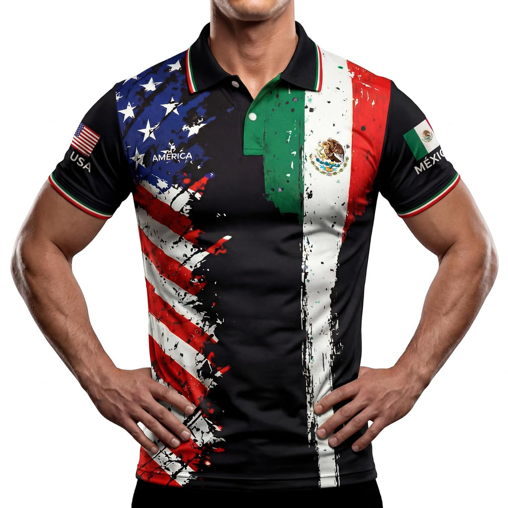 USA Split Polo Collar Soccer Jersey – Flag Shirt for Men Women
