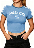 Women's Soccer Jersey T-Shirt, Y2K Crop Top Style