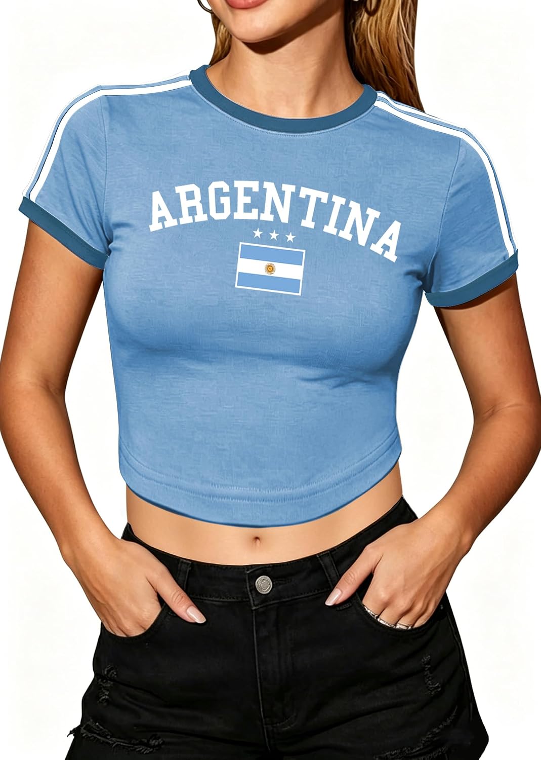 Women's Soccer Jersey T-Shirt, Y2K Crop Top Style