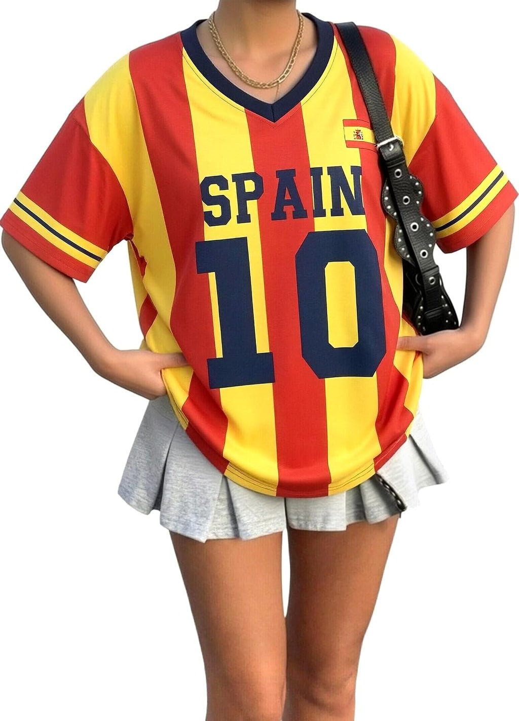 Women's Oversized Soccer Jersey V-Neck Tee