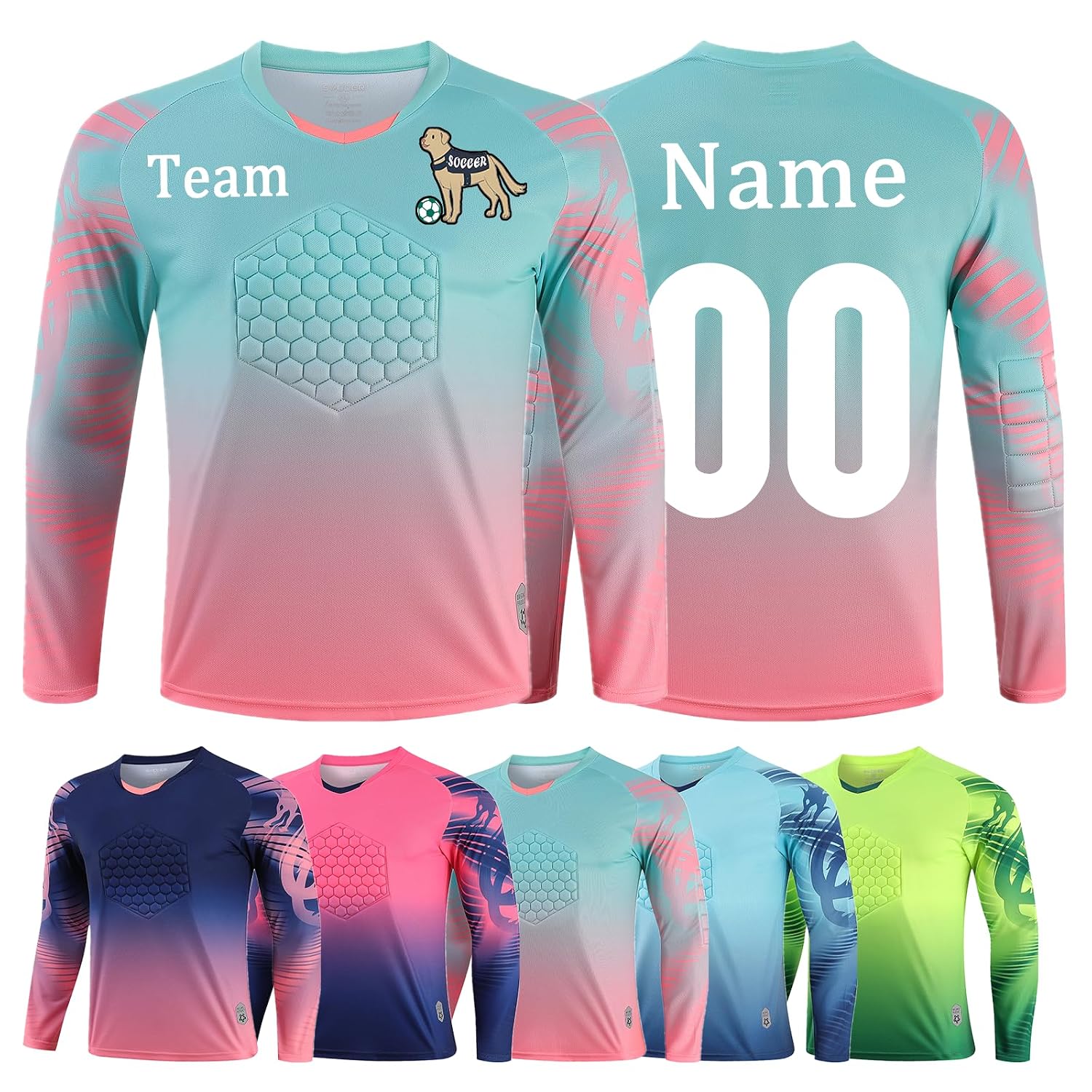Custom Soccer Goalie Jersey with Name, Number & Team Logo for Youth & Adults
