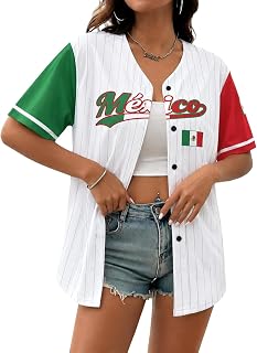 Mexico Women's Soccer Jersey 2026 Button Down Top Graphic Tee