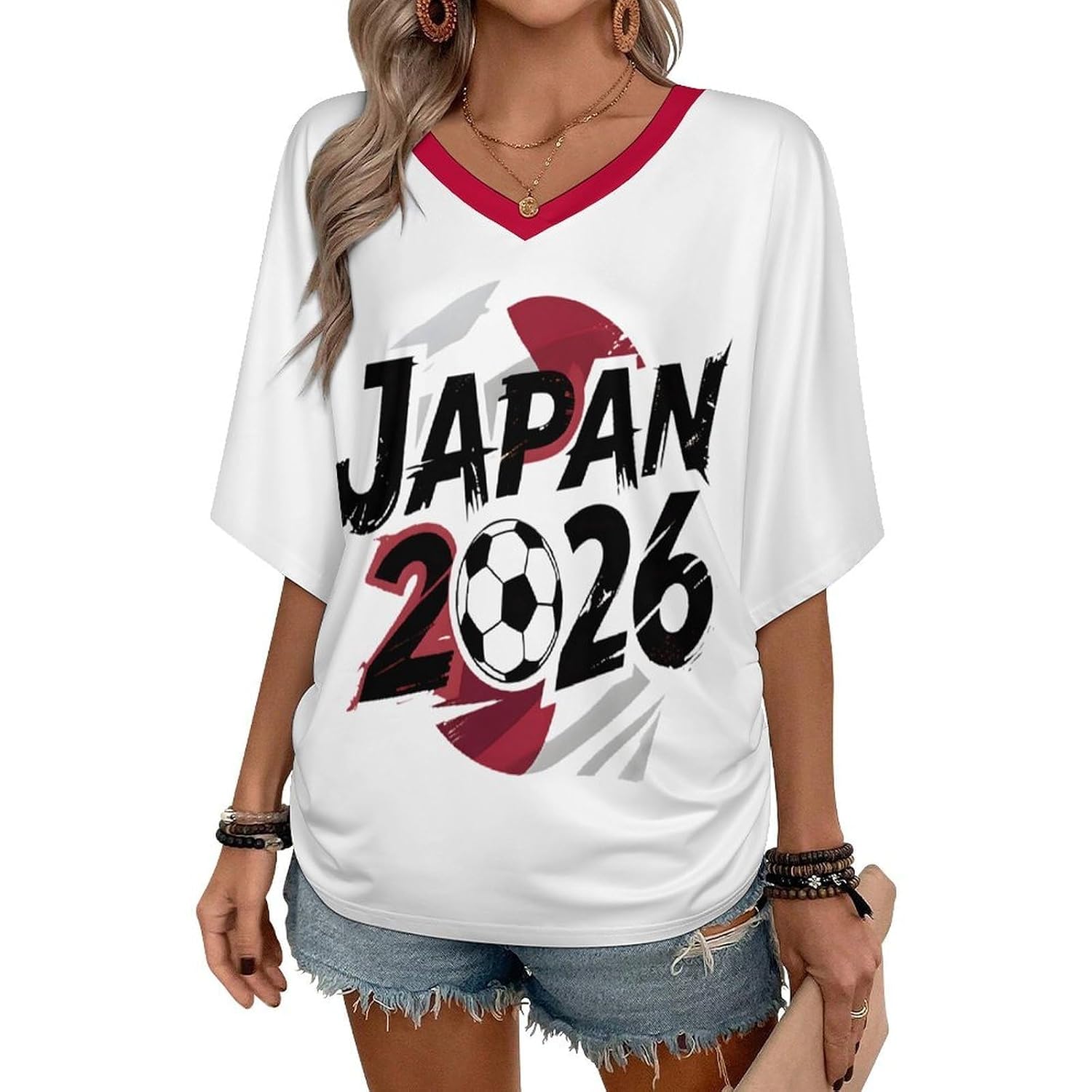 48 Team Graphic V-Neck Soccer Jersey for World Cup Fans