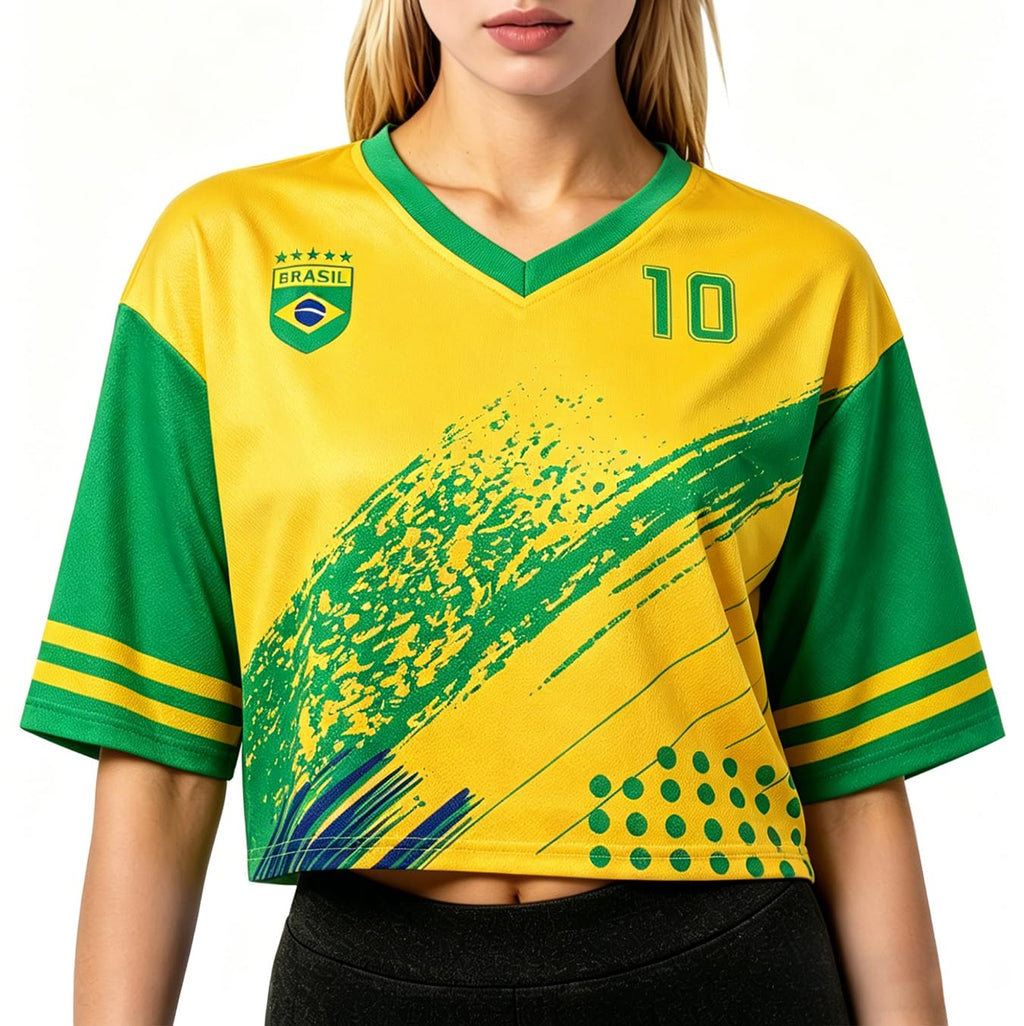 Women's Soccer Crop Top Jersey - Short Sleeve Fan Shirt