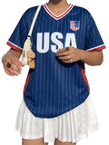 Women's Y2K V-Neck Short Sleeve Soccer Jersey