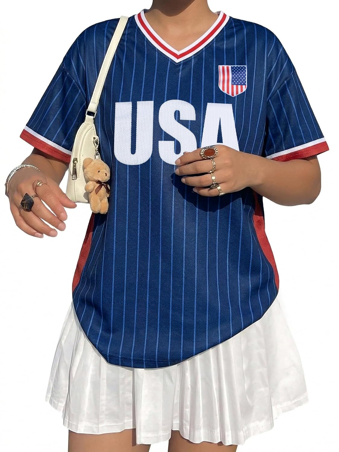 Women's Y2K V-Neck Short Sleeve Soccer Jersey