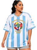 Plus Size Women Soccer Jersey Oversized V-Neck Tee
