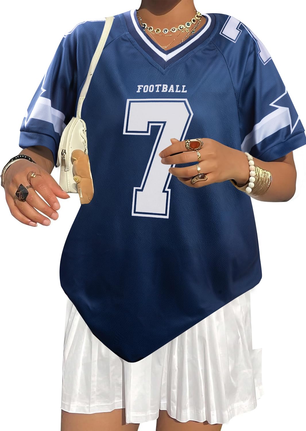 Oversized Soccer Jersey Shirt for Women - Number 7 Graphic Tee