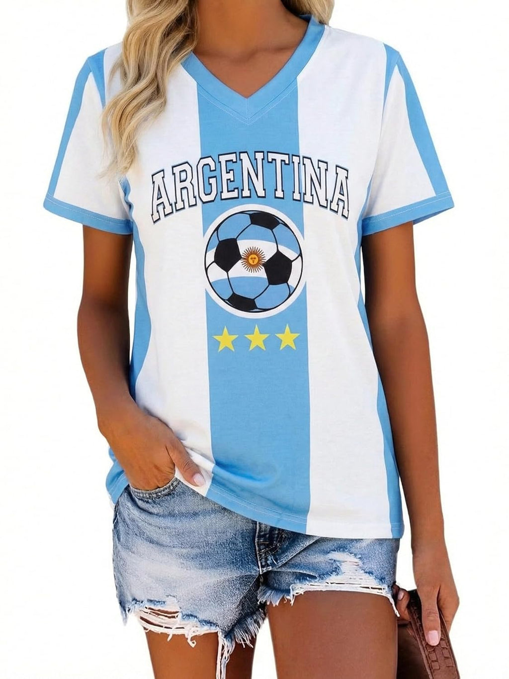 Women's Y2K V-Neck Soccer Jersey - Brazil & Mexico Graphic Tee