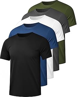 Men's 5-Pack Mesh Dry Fit Quick Dry Short Sleeve Soccer Jersey Athletic T-Shirt