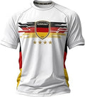 Men's Germany Flag Soccer Jersey - Raglan Stripe Crewneck Tee, Retro Short Sleeve
