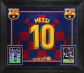 Barcelona FC Messi Signed Red Framed Soccer Jersey - Autographed Cloth