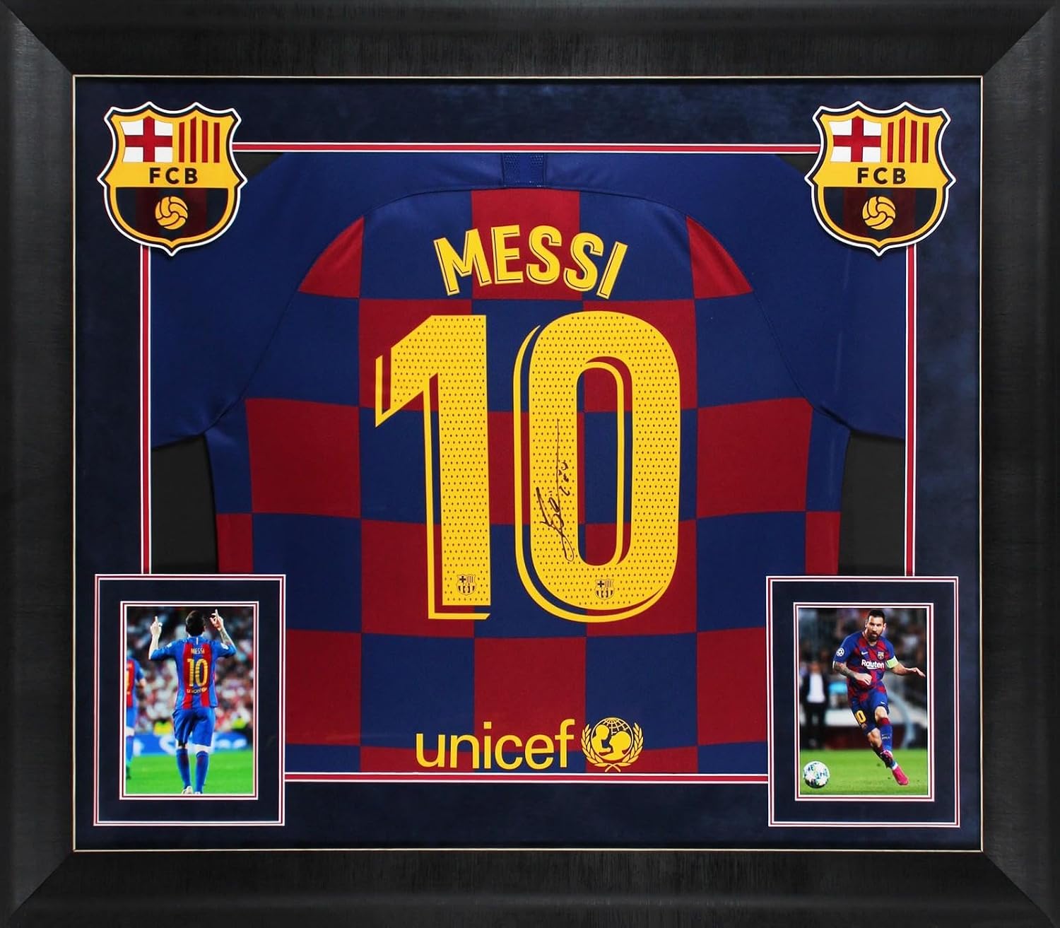 Barcelona FC Messi Signed Red Framed Soccer Jersey - Autographed Cloth