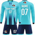 Custom Youth Kids Soccer Jersey Set - Personalized Long Sleeves with Name, Number & Logo