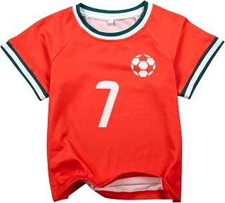 Kids Boys Soccer Jersey T-Shirt, Round Neck Short Sleeve Top
