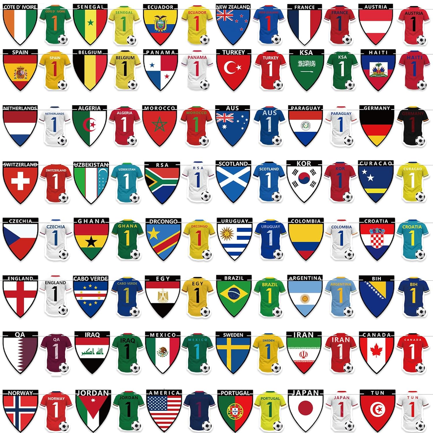 2026 World Cup Soccer Party Decorations - 48 Nations Flag Jersey Banner, Cloth