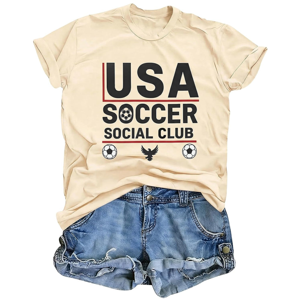 USA Soccer Club Women's Short Sleeve Tee - Game Day Soccer Mom Shirt
