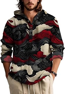 Vintage Long Sleeve Button Down Shirt with Hood - Breathable Casual Top