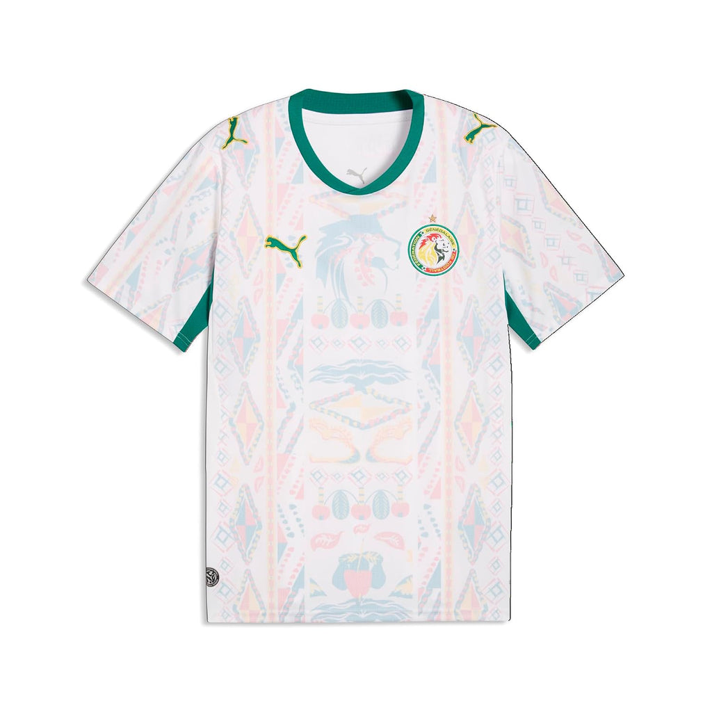 Men's Senegal Home Soccer Jersey, White-Wild Green, Replica Cloth