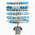Soccer Party Favors - 6 Pack Argentina Soccer Bracelets, Cloth Style
