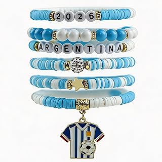 Soccer Party Favors - 6 Pack Argentina Soccer Bracelets, Cloth Style