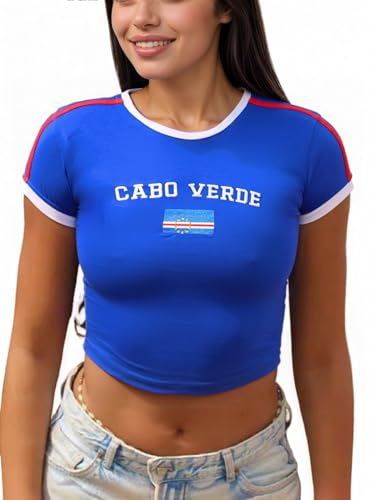 Vintage Graphic Crop Jersey Tee for Women - Short Sleeve Slim Fit