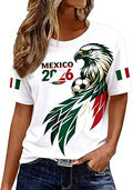 Women's Mexico Soccer Jersey Short Sleeve Crop Top Streetwear