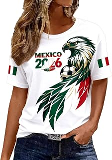 Women's Mexico Soccer Jersey Short Sleeve Crop Top Streetwear