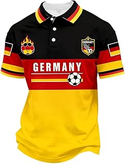 Germany Soccer Jersey Short Sleeve Button Down Unisex Patriotic Graphic Top