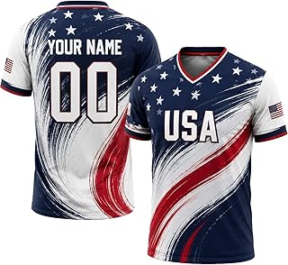 Custom USA Flag V-Neck Soccer Jersey with Name & Number