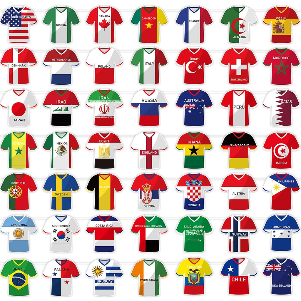 Soccer Jersey Cloth String Flags Garland - 50 Pcs Country Bunting Banner