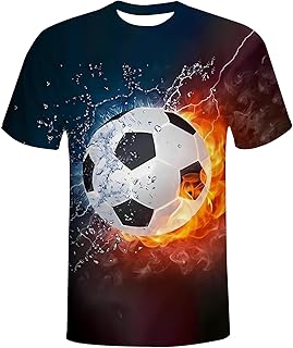Funny 3D Graphic Printed T-Shirt for Kids, Short Sleeve Summer Soccer Jersey Style