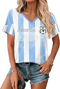 Women's Soccer Jersey Short Sleeve V-Neck Graphic Top