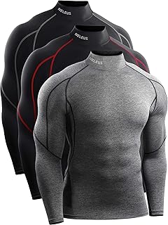Men's Compression Long Sleeve Mock Neck Dry Fit Soccer Jersey