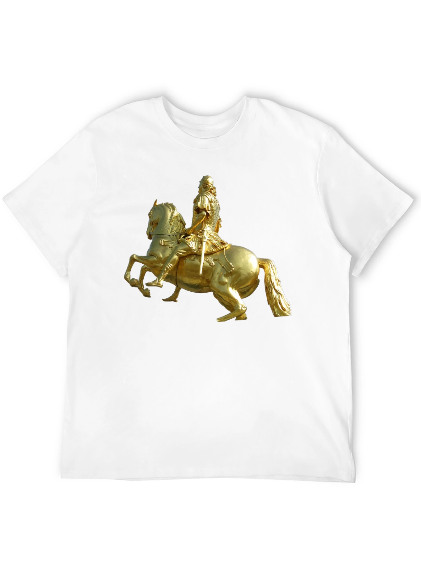 Equestrian Statue Graphic Tee - Black Cotton Shirt