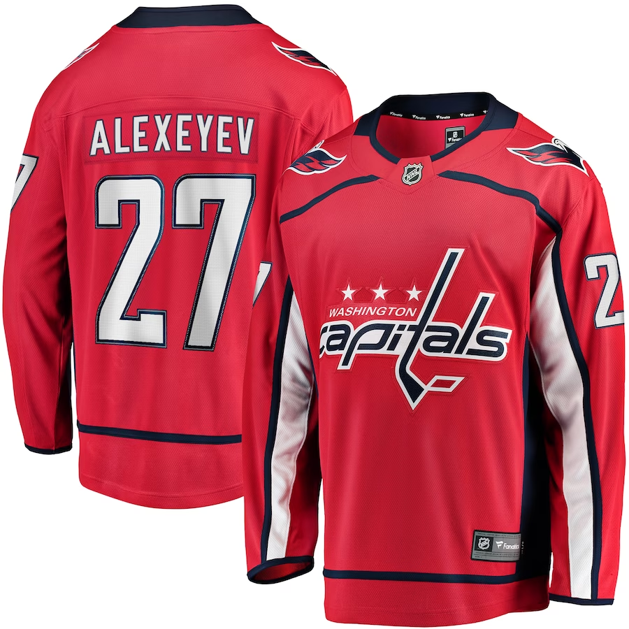 Men's Washington Capitals Alexander Alexeyev #27 Red Home Breakaway Player Jerseys
