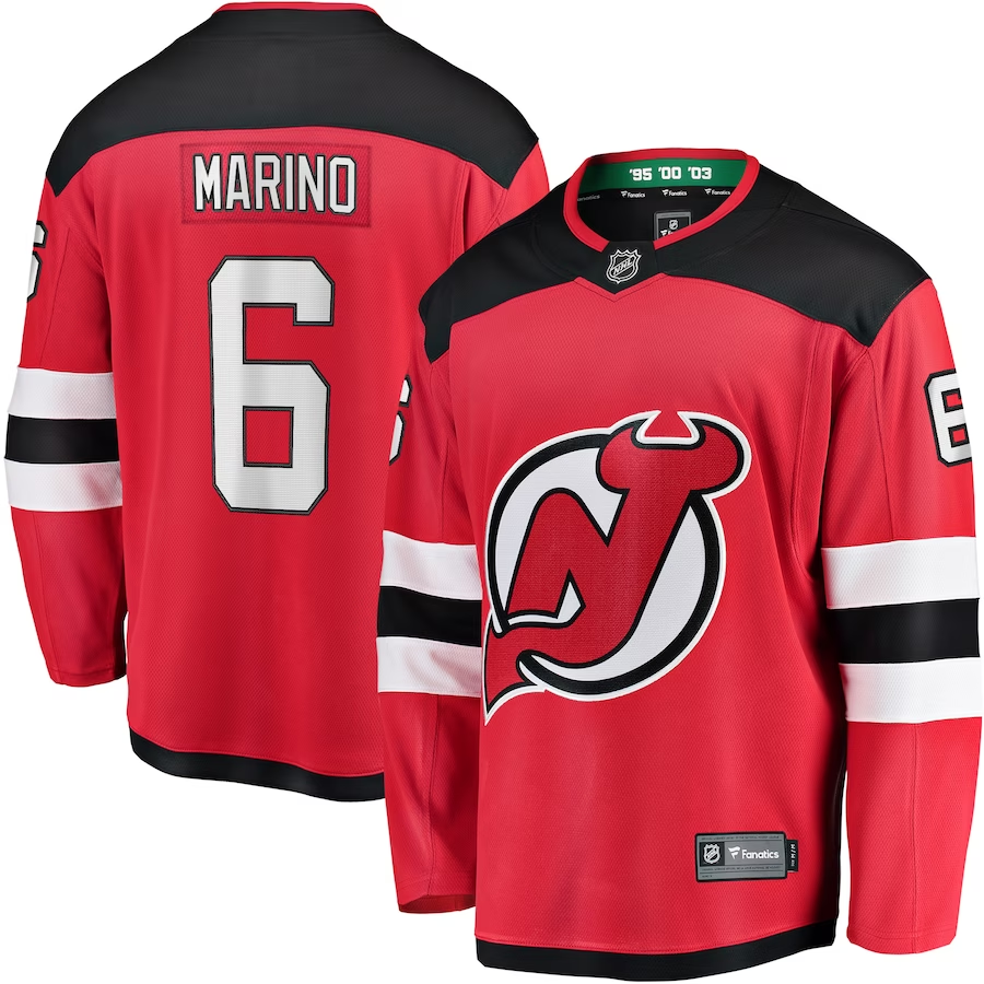 Men's New Jerseys Devils John Marino #6 Red Player Game Jerseys